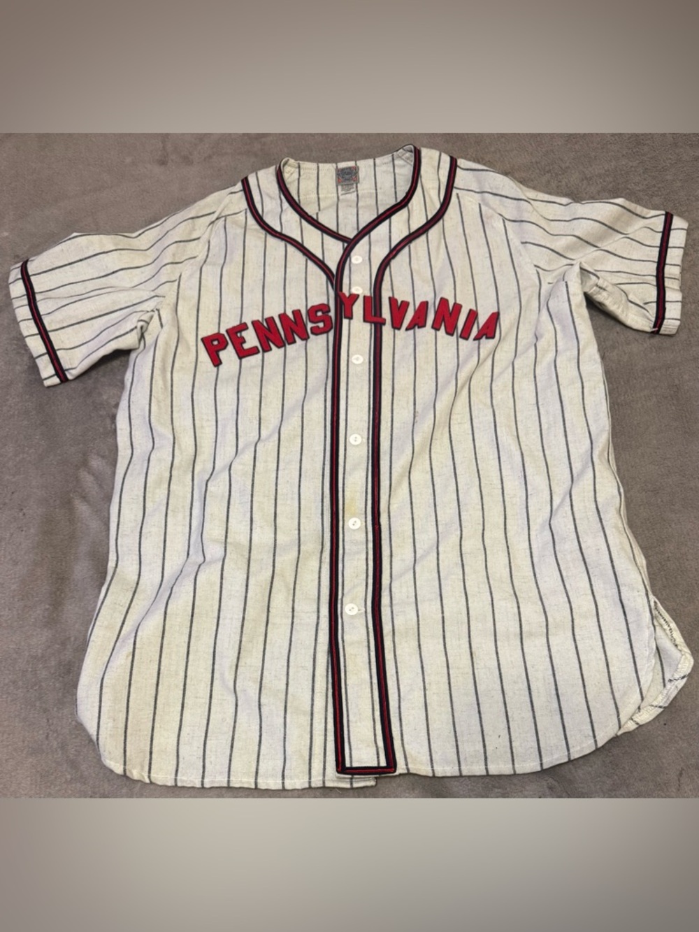Ebbets Field Flannels Pennsylvania Baseball Jersey Large Wool Vintage Style USA